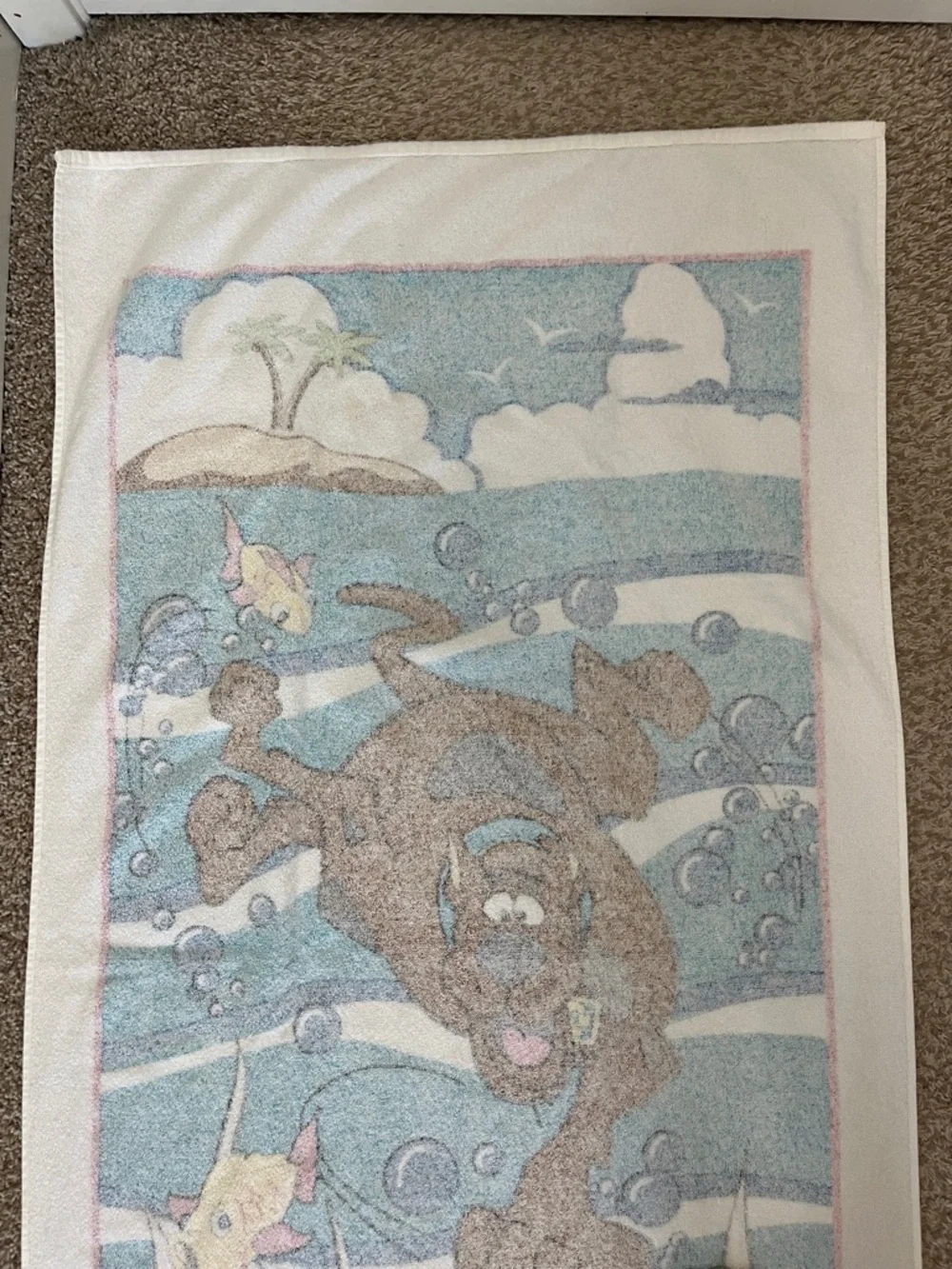 Vintage 2002 Scooby-Doo Underwater Beach Towel Cartoon Network Karsten Brazil